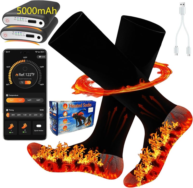 ANSOZLEE Heated Socks, Heated Socks for Women Men with App Control 2 * 8500mAh Rechargeable Electric Heated Socks Washable Warm Socks for Outdoors Work Skiing Hunting Riding Cycling Hiking Camping Xmas Gifts - Image 1